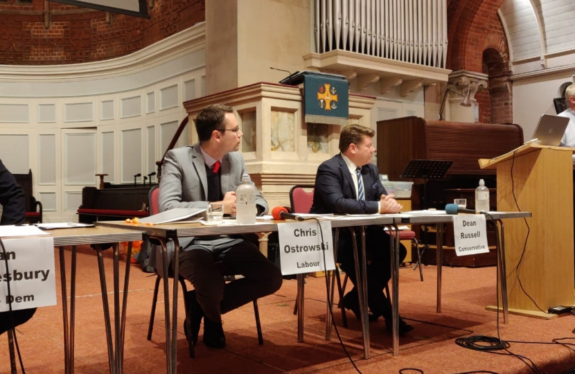 Dean with the other candidates at the hustings