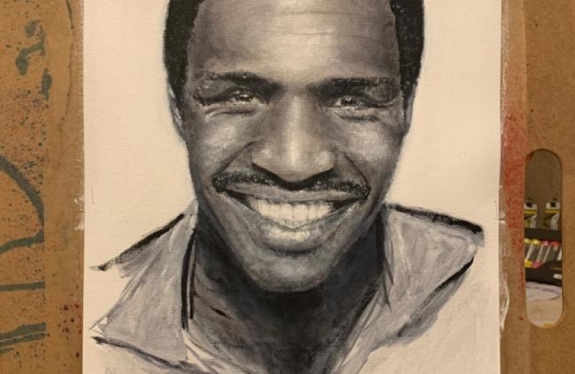 Portrait of Watford great Luther Blissett among items in online auction - This portrait by Dean Russell MP is in the auction