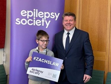 Dean Russell MP with Zach promoting Zach's Law with the Epilepsy Society