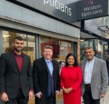 Dean Russell MP with Weston's Opticians
